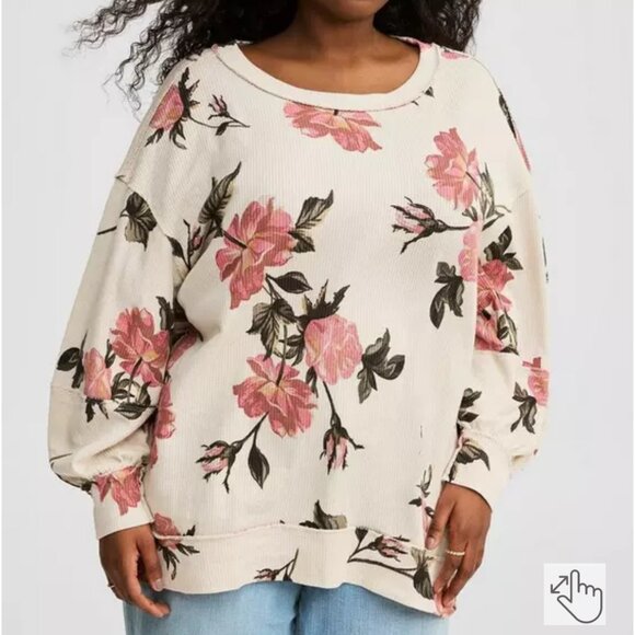 Torrid Woman's Plus-Size Over-Sized Floral Slouchy Crew Neck Tunic Sz 1/8/20 - Picture 1 of 10